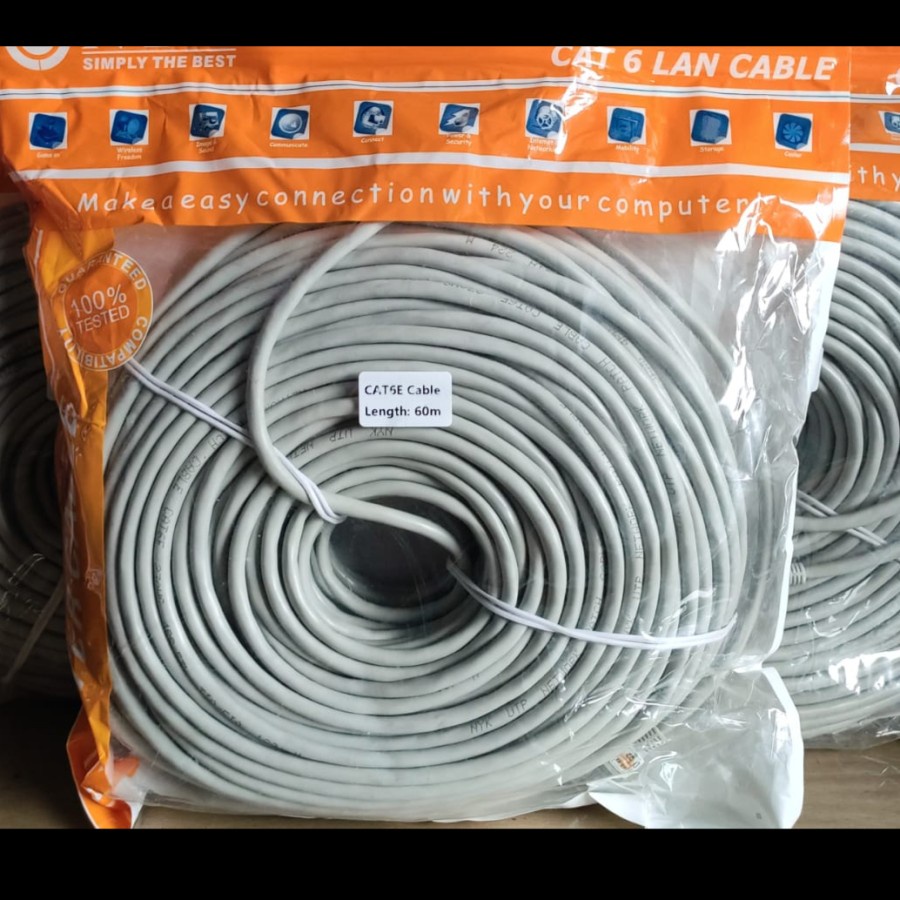 CAT6 60M Kabel LAN 60Meter Cable Cat 6 UTP 60 Meter Siap Pakai