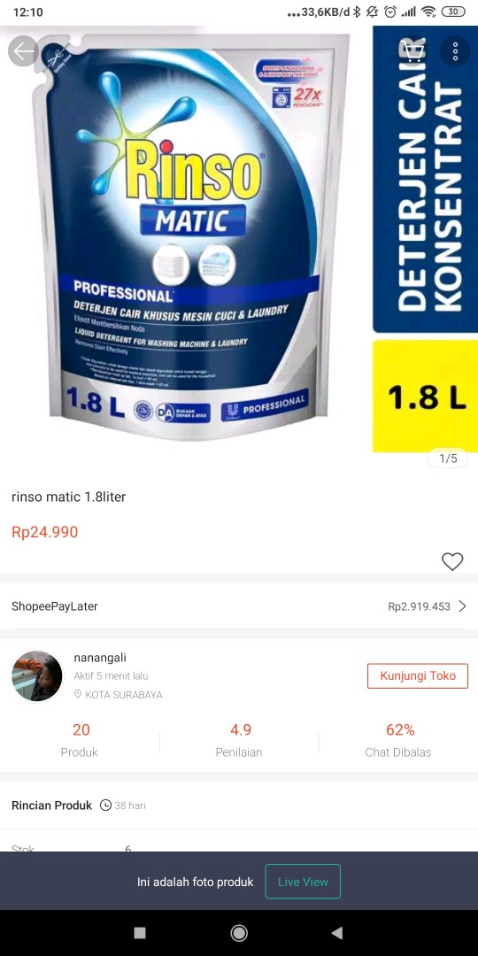 Rinso Matic 1.8liter