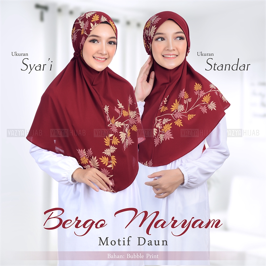 Bergo Maryam Motif Daun