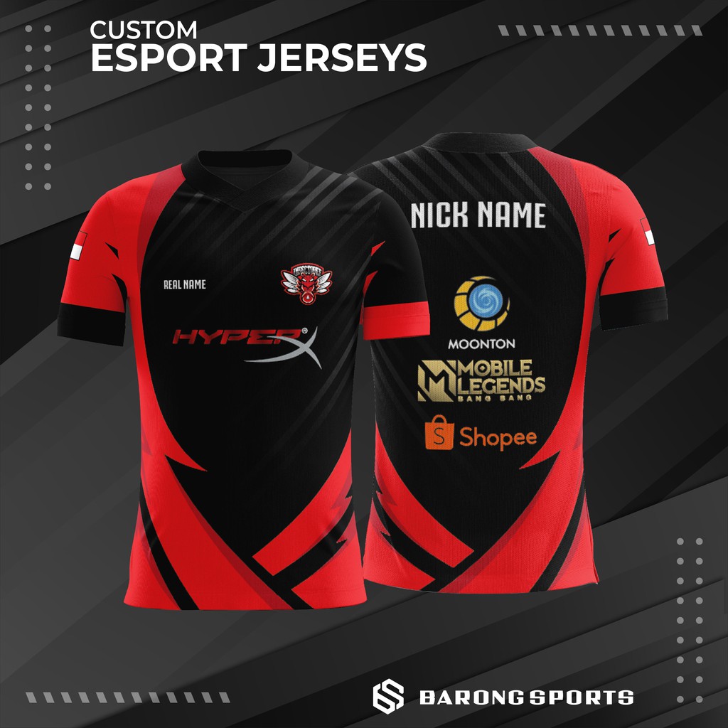 Kaos Jersey Esport Costum Freefire Mobile Legend Pubg