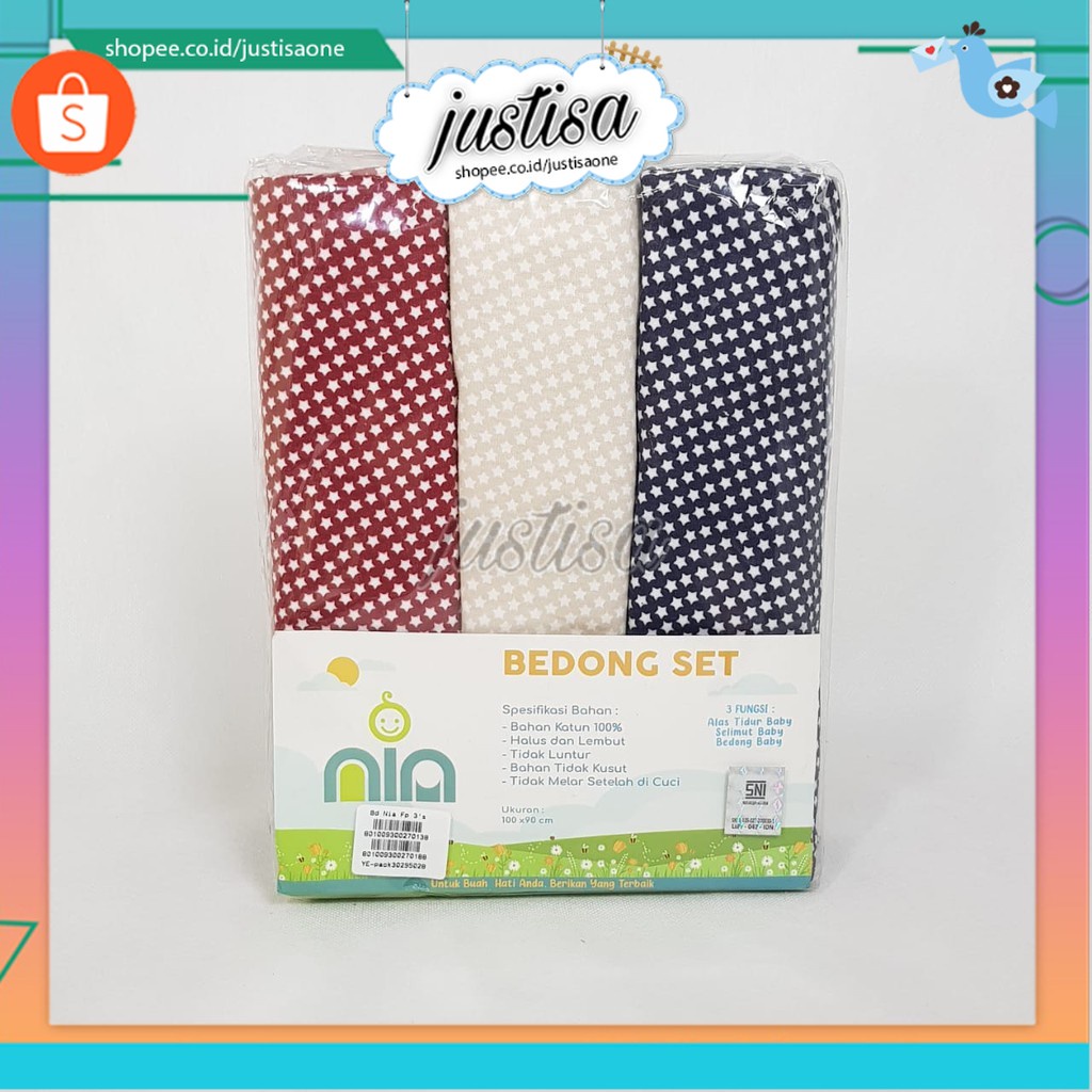 Promo !! BEDONG VINATA STAR ISI 3PCS - BEDONG DAN SELIMUT BAYI ISI 3 - BEDONG VINATA MOTIF STAR