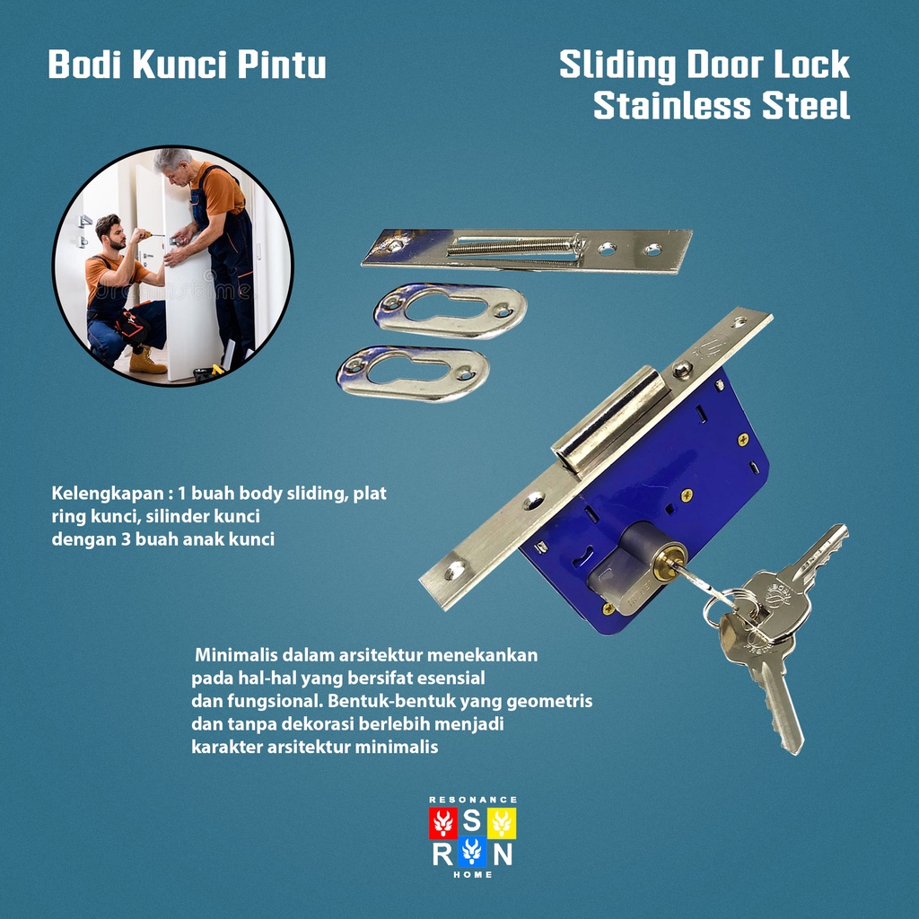 Body Kunci Pintu Geser / Sliding Door Lock Resonance Home