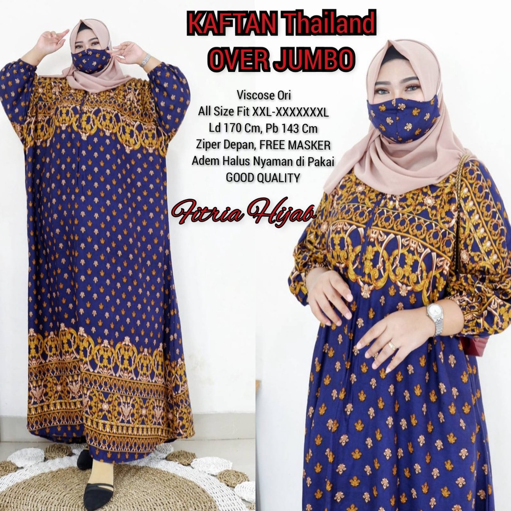 Baju Kaftan Thailand Wanita Over Jumbo Ld 170 Rayon Viscose Lengan Karet