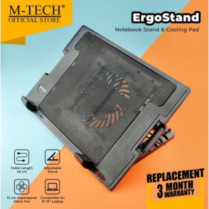 Cooling pad laptop m-tech 1 fan mesh ergostand mt08 mt-08 - coolingpad cooler pad - pendingin notebook