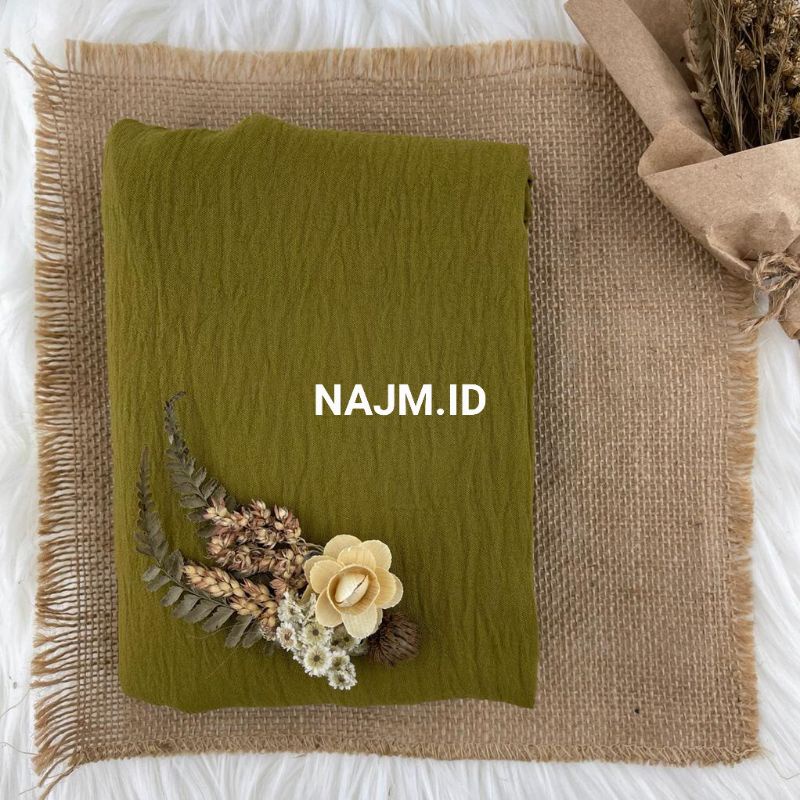 Pashmina Curve Crinkle Airflow 190x100 cm • Pashmina Curve Malay • Pasmina Curve Malaysia Jumbo Syari-Olive