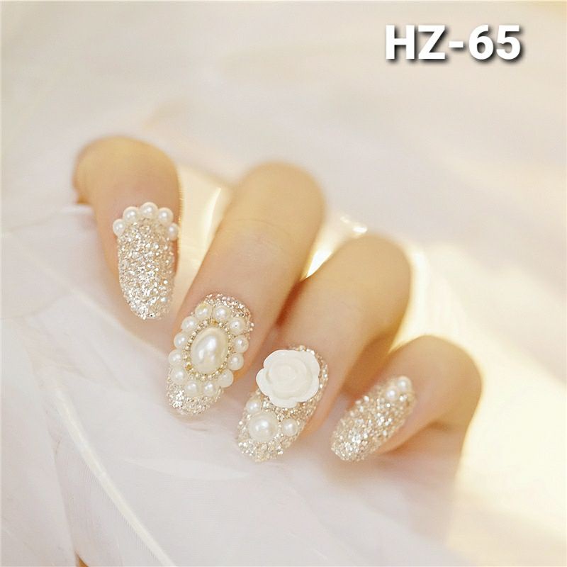 20 model kuku palsu 3d wedding fake nails bride 3d