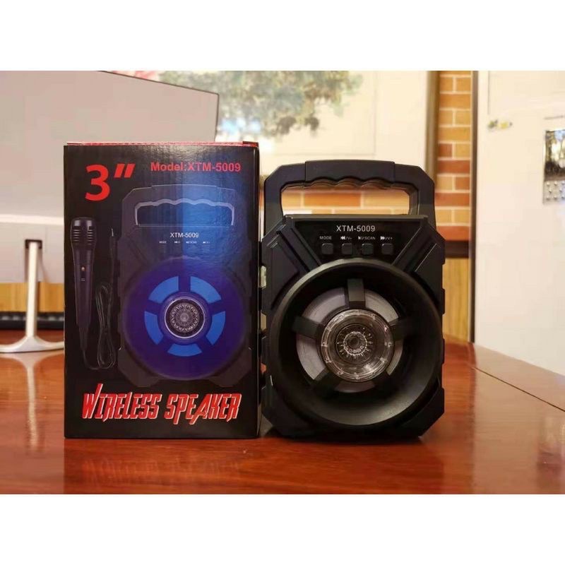 XTM5009 Speaker Bluetooth Music Box LED wireless SUPER BASS support TF Card USB AUX portable 3&quot;