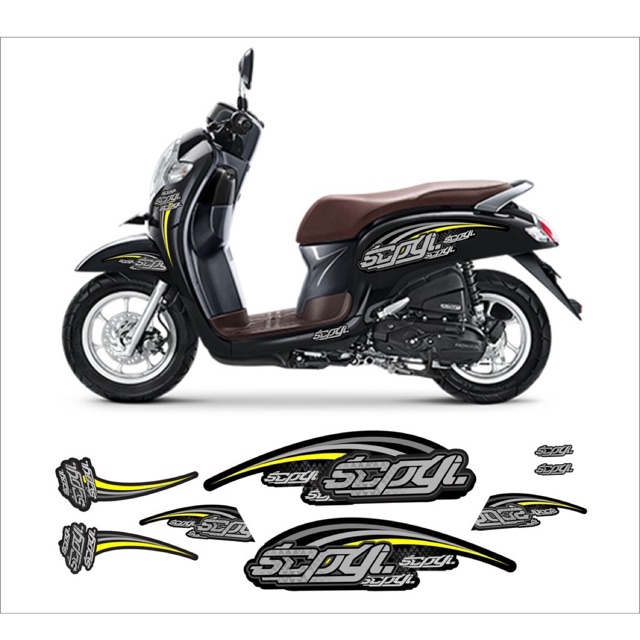 Variasi all scoopy striping sticker kuning, abu, merah