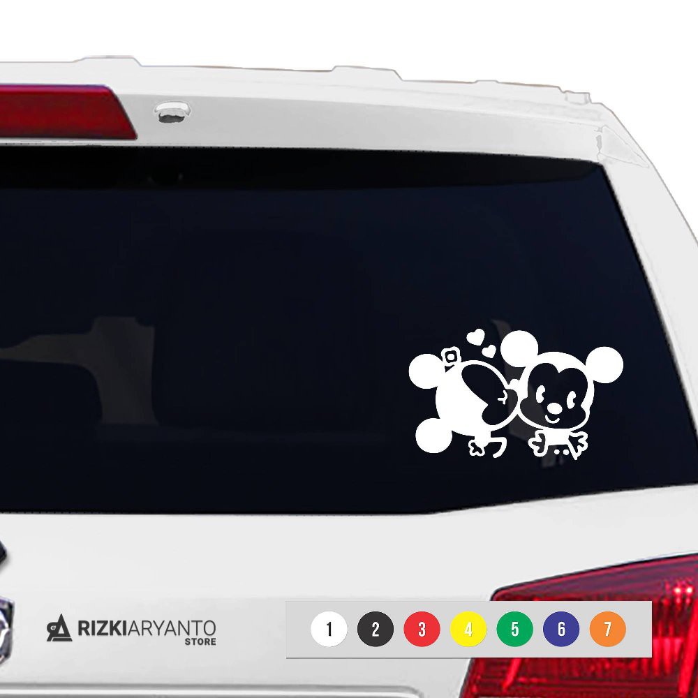 Stiker Kaca Mobil Mickey Mouse and Minnie Mouse Sticker