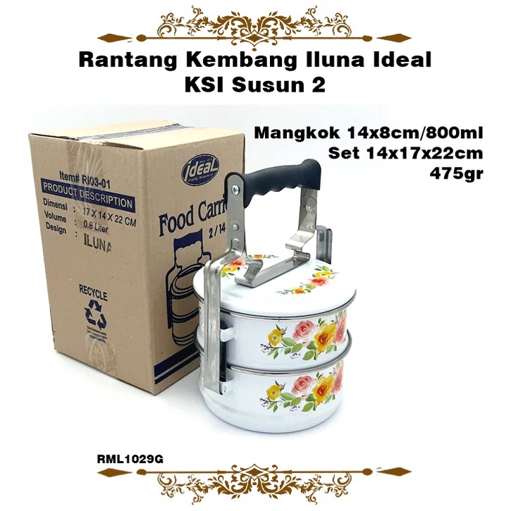 Rantang Kembang Iluna Ideal 14cm KSI Susun 2