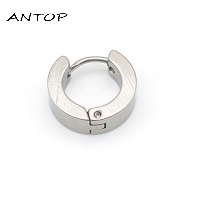 1 Pc Anting Stud Tindik Bahan Stainless Steel Warna Silver Gaya Korea Punk Gothic Untuk Unisex