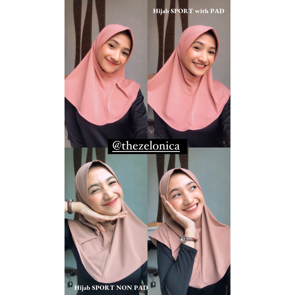 Zelonica Hijab Sport Withpad Bergo Bahan Premium