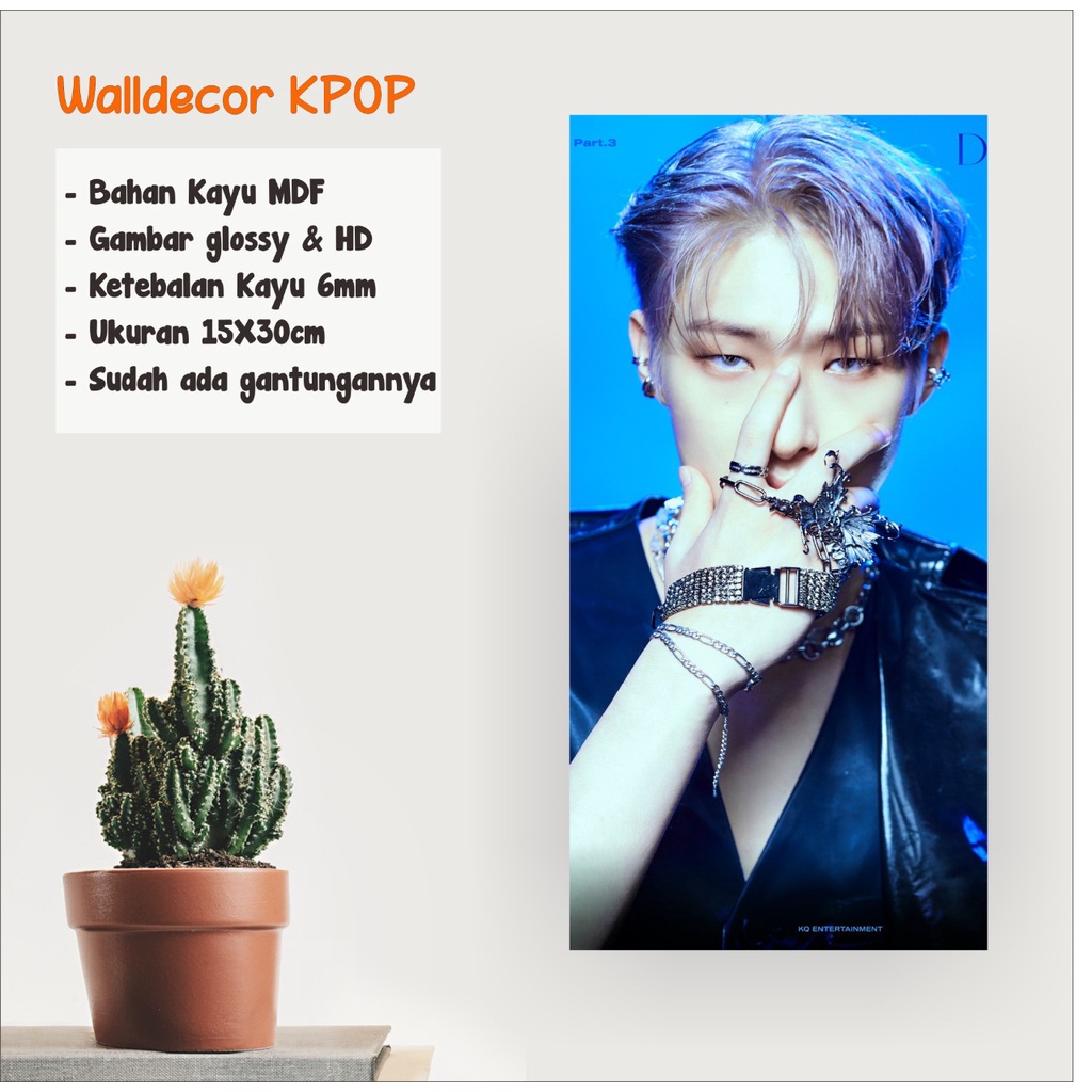 WALLDECOR ATEEZ MINGI UKURAN 15X30 CM WALL DECOR POSTER KAYU HIASAN DINDING KPOP