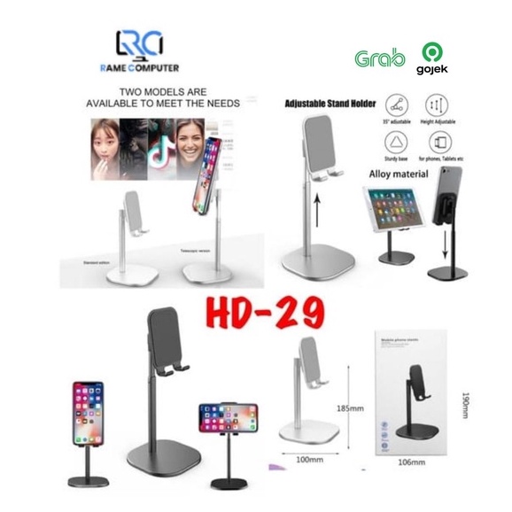 HD-29 Adjustable Phone Holder Stand Buat Handphone Dan Tablet - Hitam