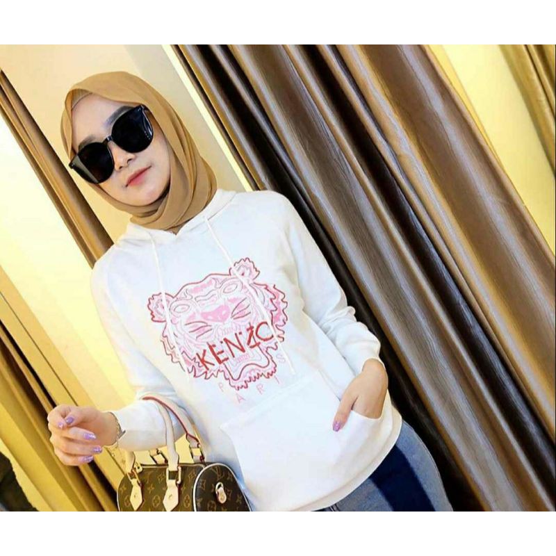SWEATER HOODIE RAJUT KENZO0 GAMBAR FULL BORDIR VARIAN HITAM PUTIH PINK TAG PREMIUM IMPORT