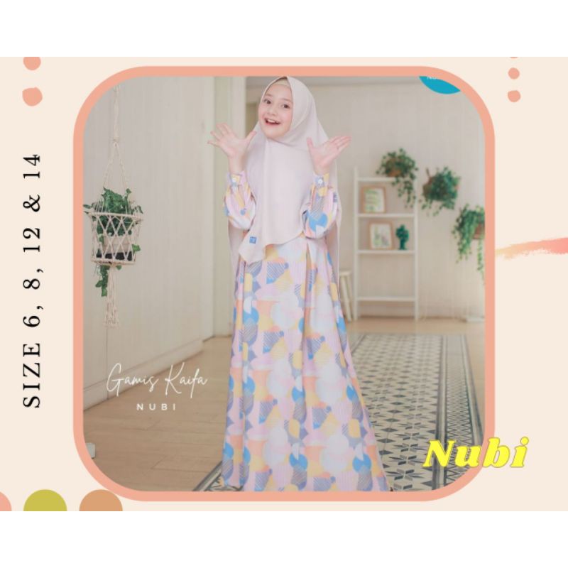 gamis kaifa nubintang,set gamis anak 12tahun