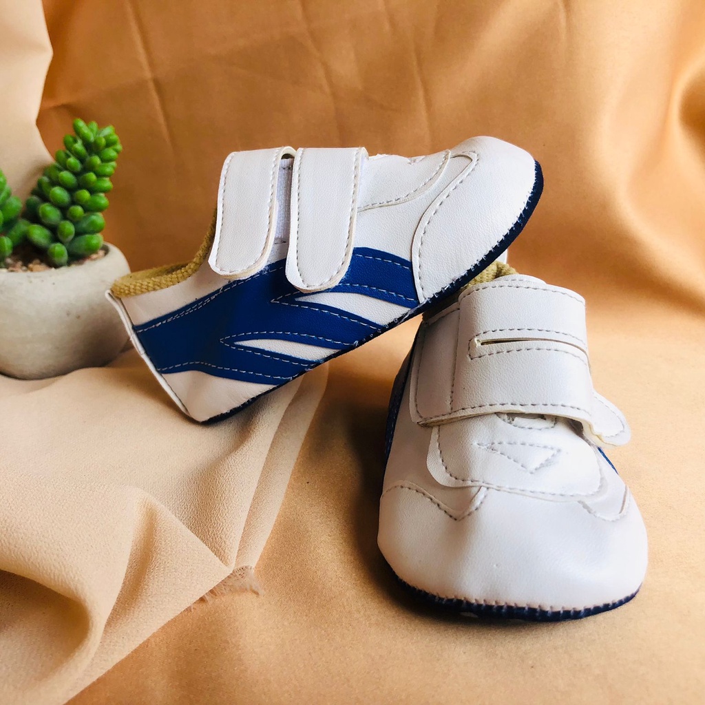 sepatu PRE COWOK bayi baby shoes prewalker laki laki umur 0 - 12 bulan model casual model perekat velkro Baby Boy Lucu Murah PRE SPORTY BIRU