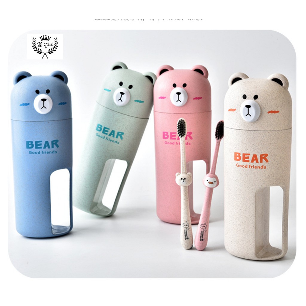 Set Sikat gigi anak Travel tempat sikat gigi Gelas kumur Wheat Fiber Toiletries Travel Kit