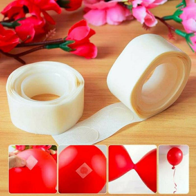 LEM BALON 1 Roll isi 100 / Balloon Glue Dot / Perekat ke Dinding Atap / Ulang Tahun Natal Christmas