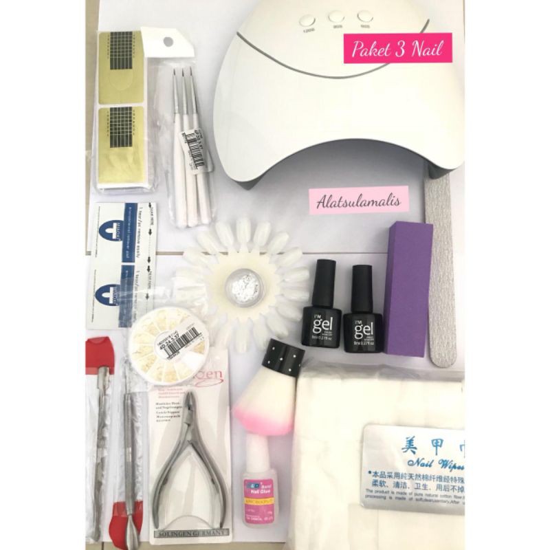 PAKET NAIL ART SET/ PAKET PEDICURE MANICURE DENGAN UV lengkap