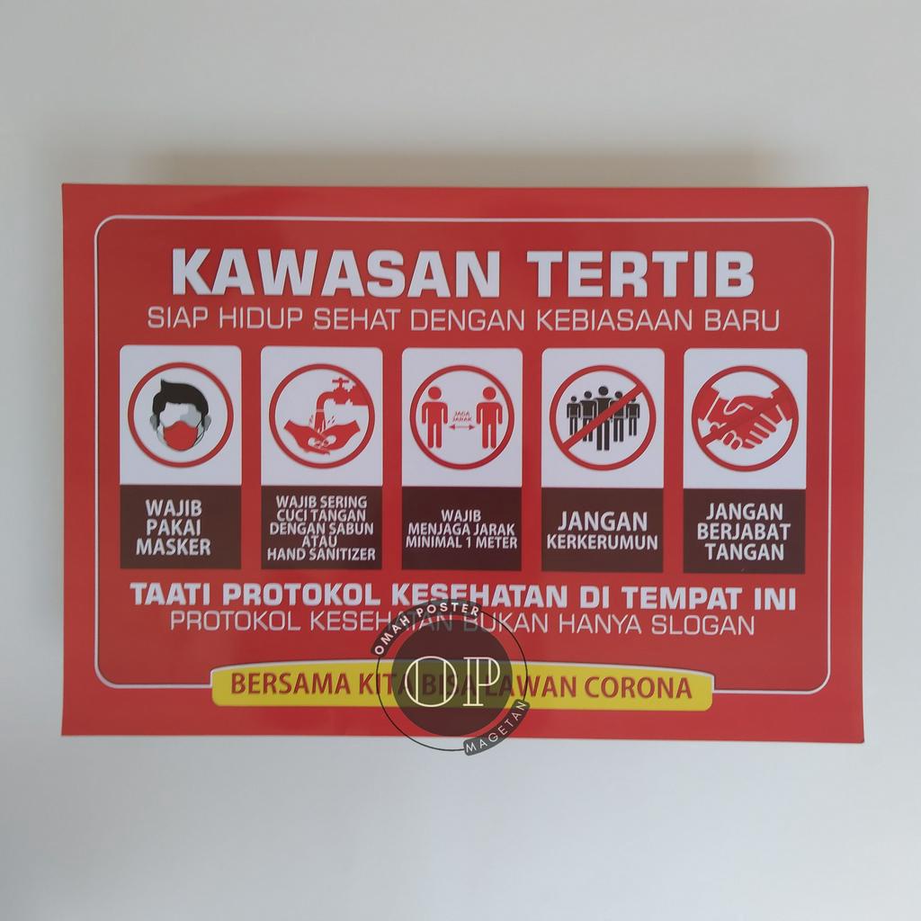 Poster Kawasan Tertib Protokol Kesehatan - Poster New Normal - Poster Covid 19