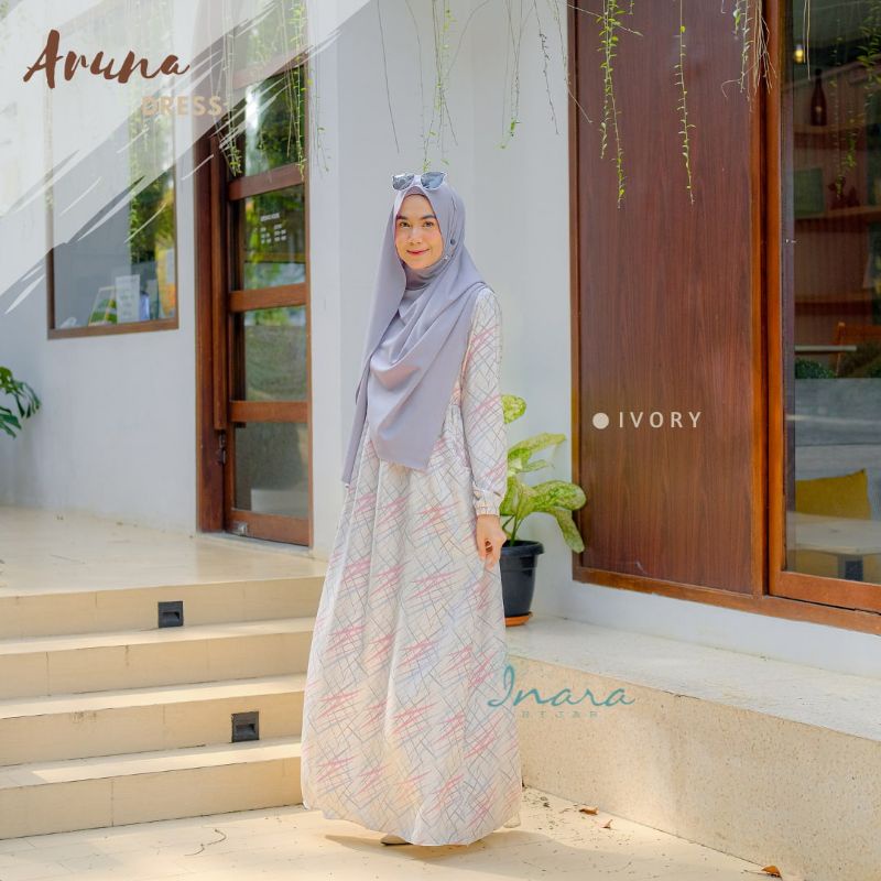 ARUNA DRESS BY INARA HIJAB WARNA IVORY