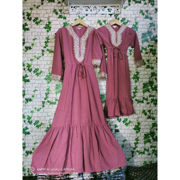 BISA COD Gamis COUPLE IBU DAN ANAK daster renda arab dubai real pict syahirashop cantik terbaru