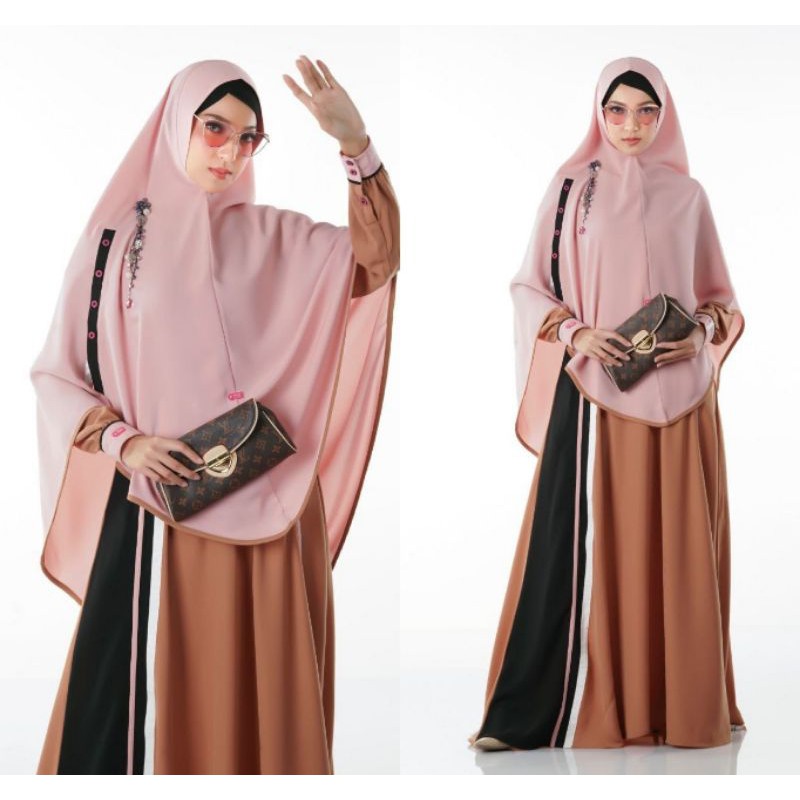 NEW SET GAMIS AULIA FASHION QEIZAA GOLDEN BROWN