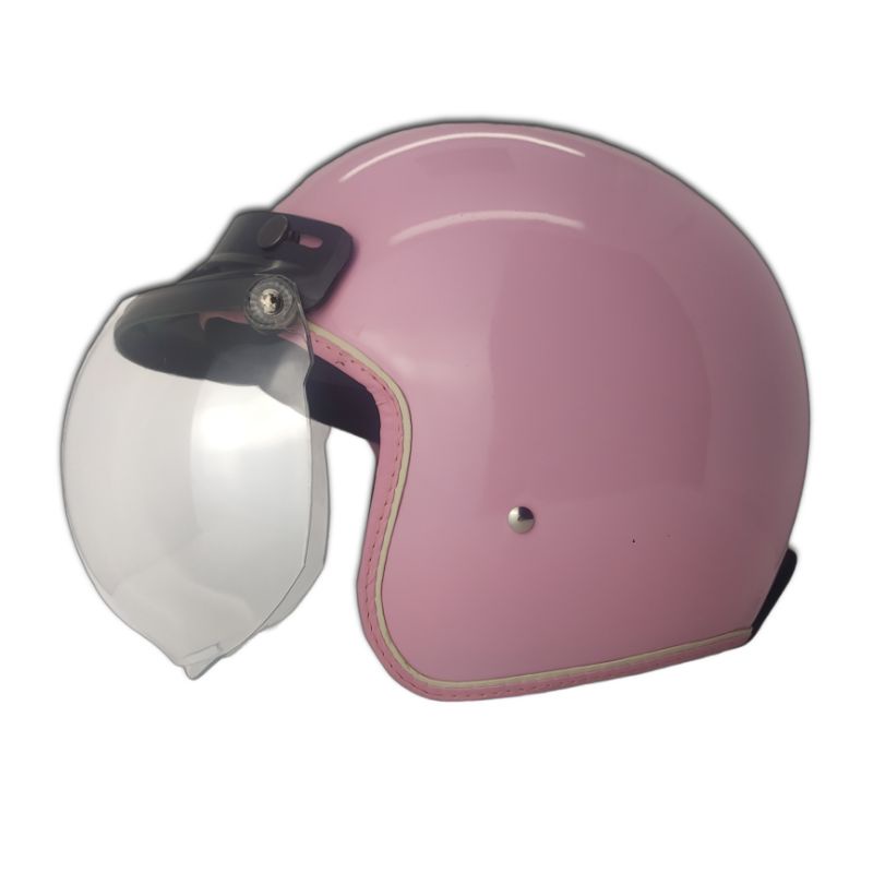 Helm Bogo Wanita Helm Retro Polos Full Leher SNI