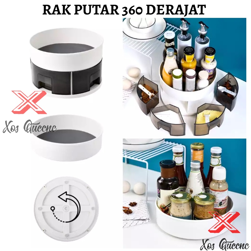 XOQ - Rak Putar Tempat Botol Saos / Rak putar 360 Derajat / Rak Kosmetik / Rak Bumbu