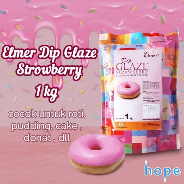 

Elmer Dip Glaze Strowberry 1Kg | original packing Pabrik | Selai Strowberry Elmer Chocomaltine