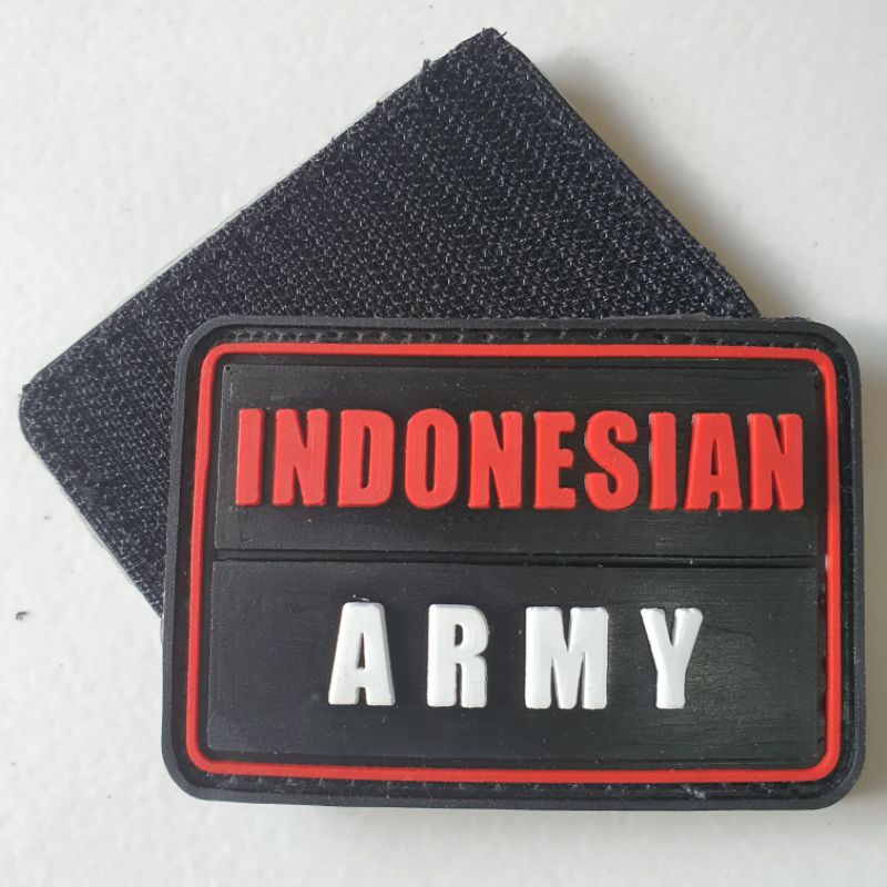 PATCH RUBBER LOGO INDONESIAN ARMY DASAR HITAM/TEMPELAN EMBLEM KARET VELCRO