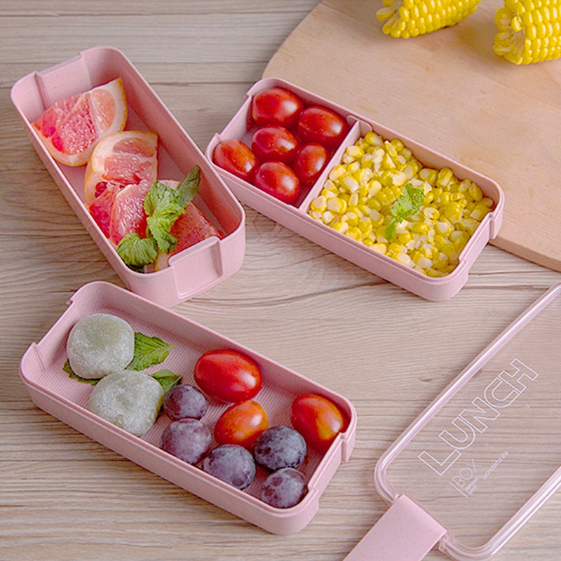 MARKASSHOP66--Lunchbox Susun 2 &amp; 3 Susun WHEAT STRAW/Kotak Bekal Makan Lunch box Bahan Serat Gandum 900 ml