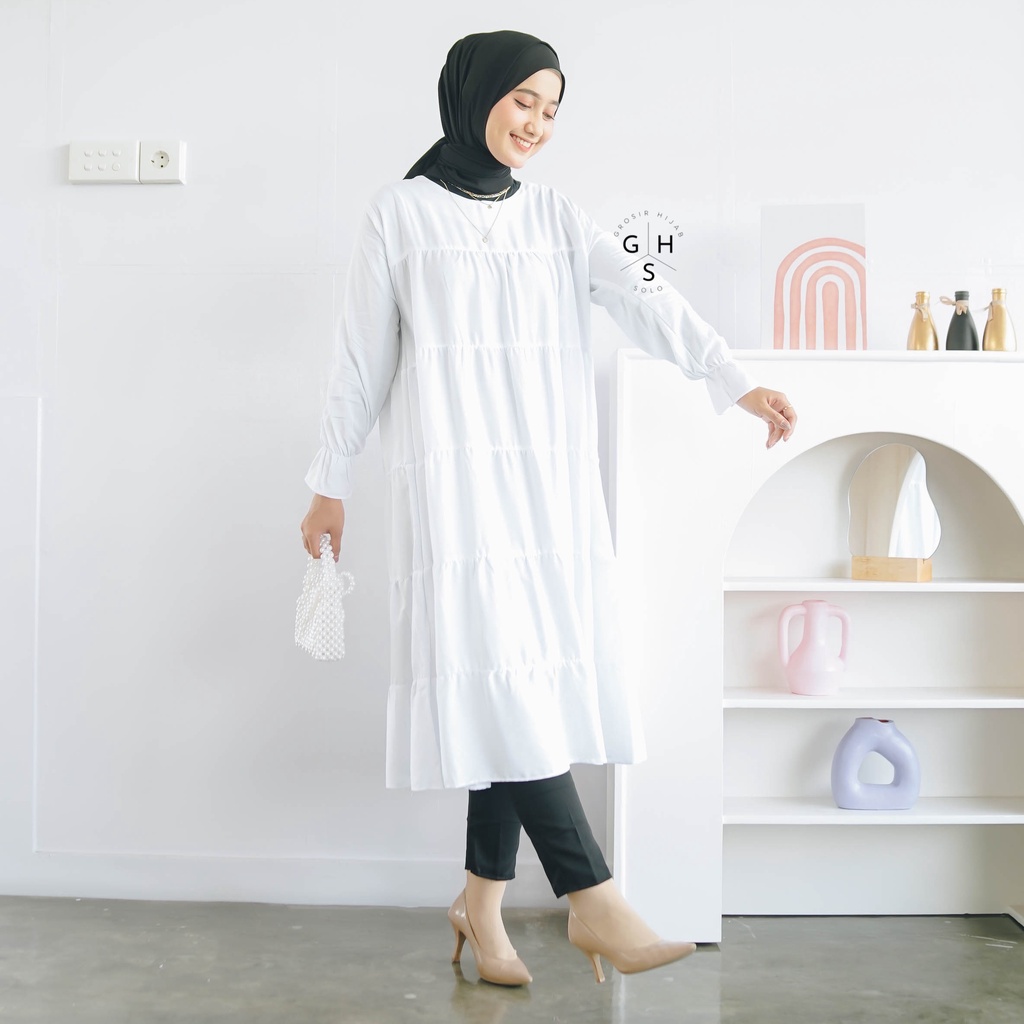 (DBY) LONG TUNIK CEMPAKA BUSUI MIDI DRESS RAYON OVERSIZE