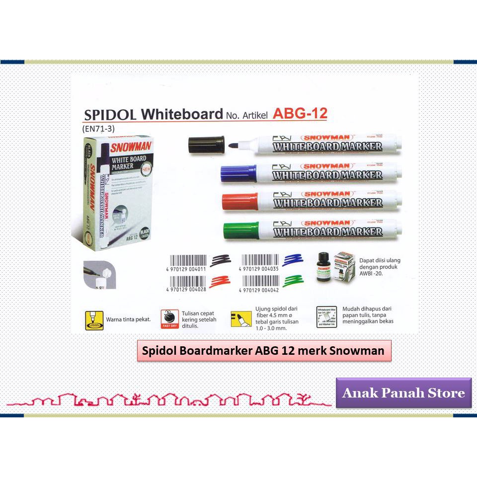 

Spidol Board Marker Type ABG 12 Merk Snowman