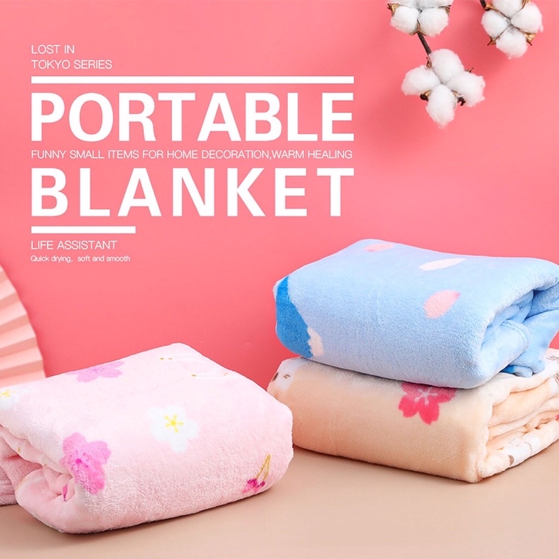 Miniso Selimut Hoodie Casual Blanket Lost in Tokyo Series Covered Leg Shawl Lazy Blanket Printed hoo