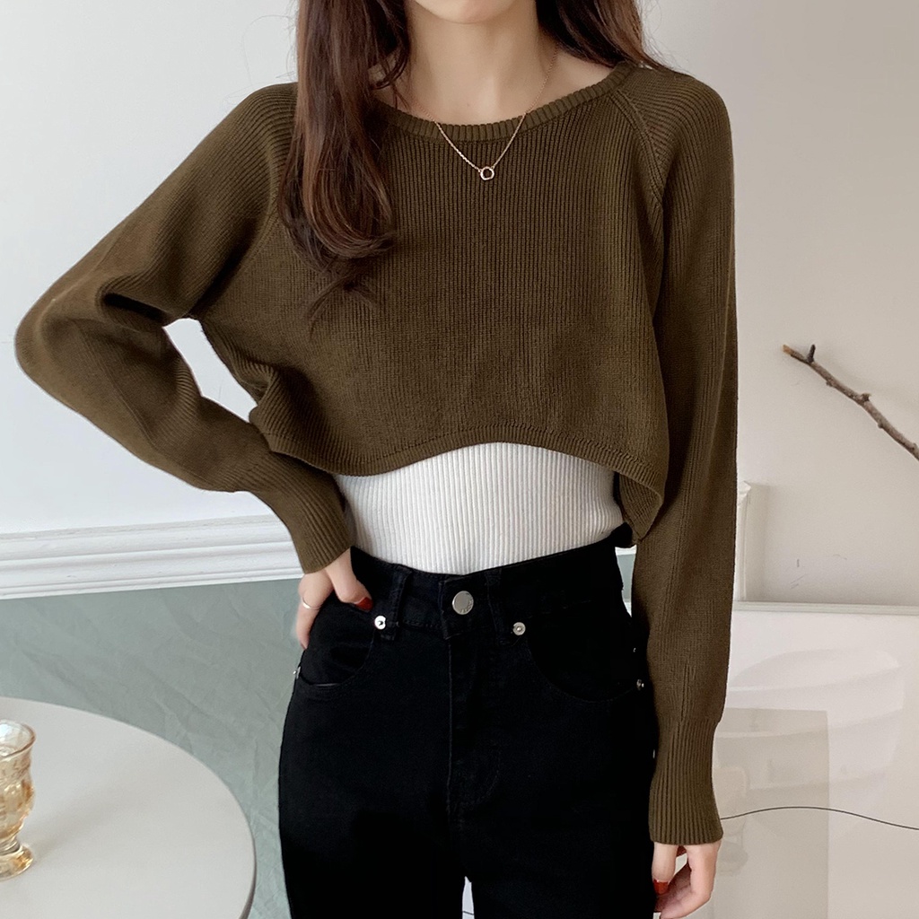 Korean style wanita sweater/sweater rajut wanita /atasan wanita warna putih/