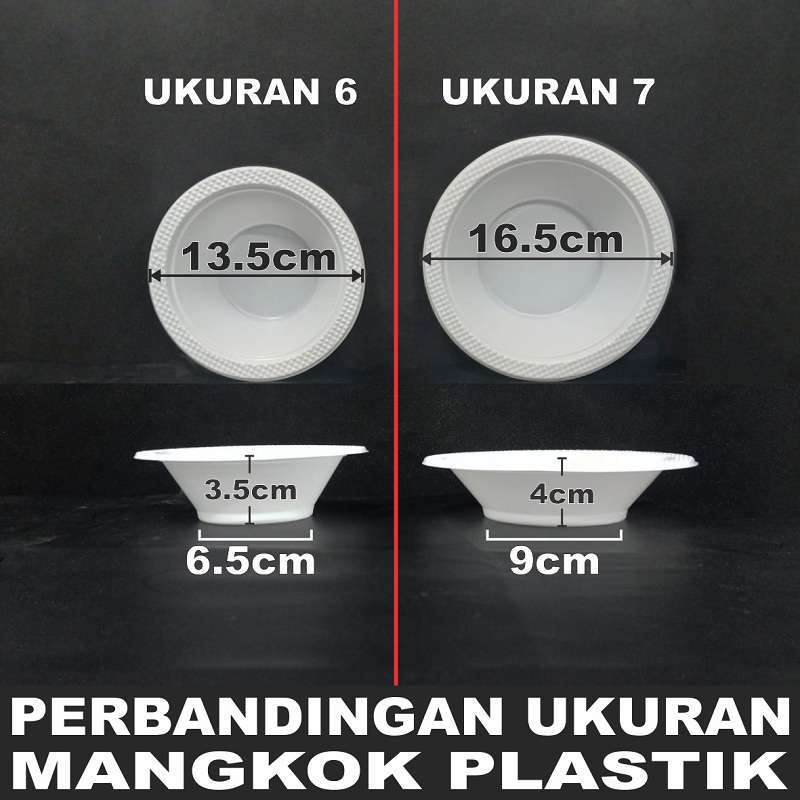 Mangkok Plastik Putih M6 uk 6 Sedang / Mangkok M7 uk 7 Besar Per Pack Mangkok Makan Sekali Pakai Var