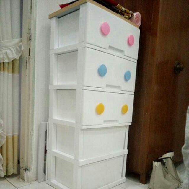 Rovega Trendy Susun 5 Lemari Laci Pakaian Baju Plastik Drawer Cabinet Container
