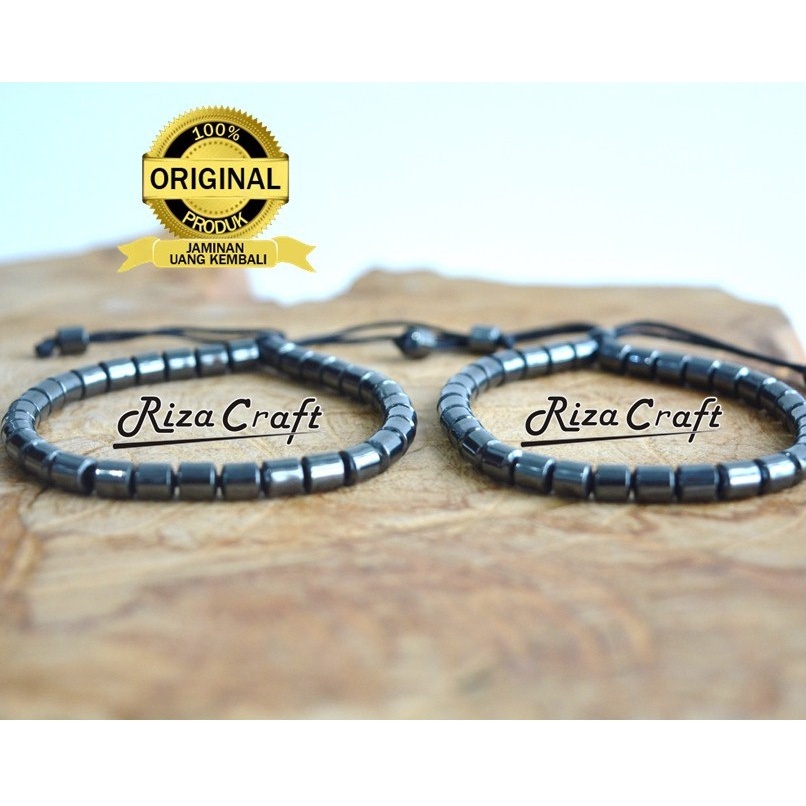 Sepasang Gelang Couple Batu Blustin Badar Besi Hematite Asli
