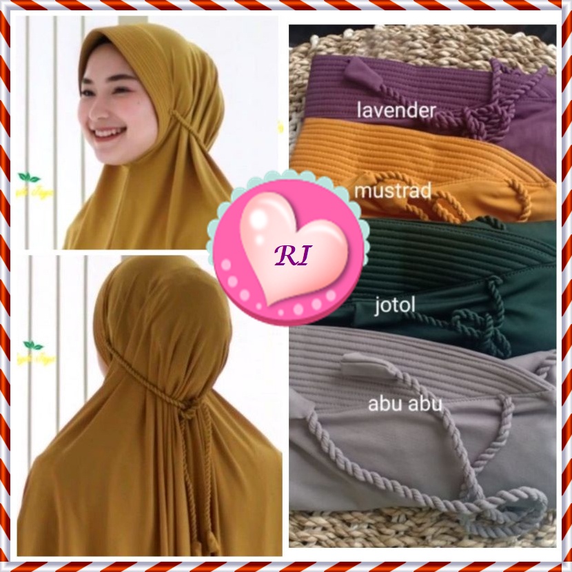 Jilbab Bergo Maryam Pet  Tali Ulir | Bergo Maryam Pet Jersey | Hijab Instan