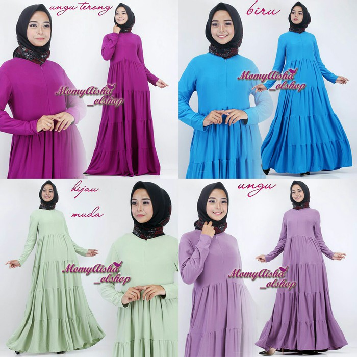 gamis polos susun baby doll jersey - Putih, XL