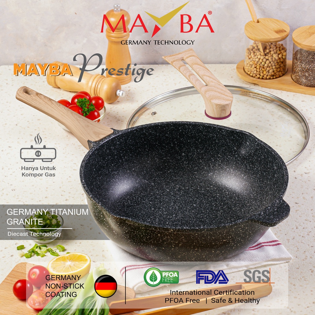 Everlux Panci Wok Pan Mayba 30cm Tidak lengket berbahan granit