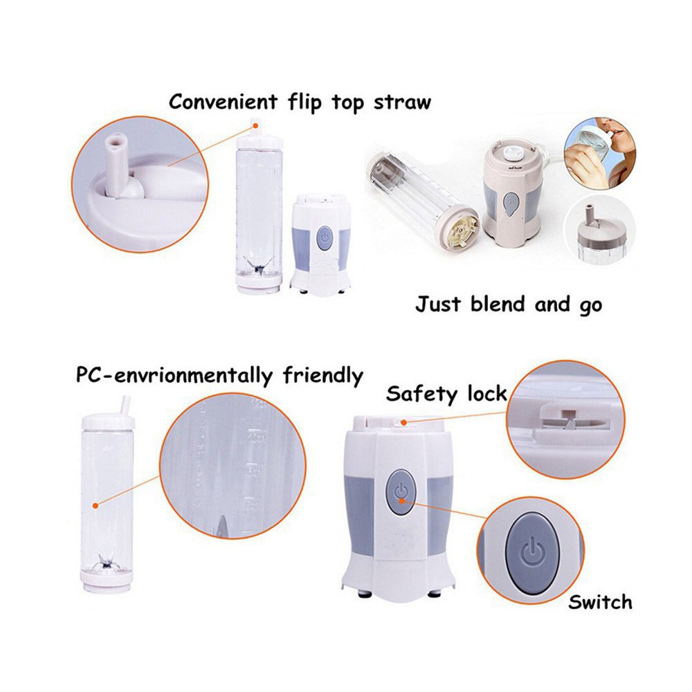 Blender Buah Portable Juicer Mini 400ml Shake n Take White