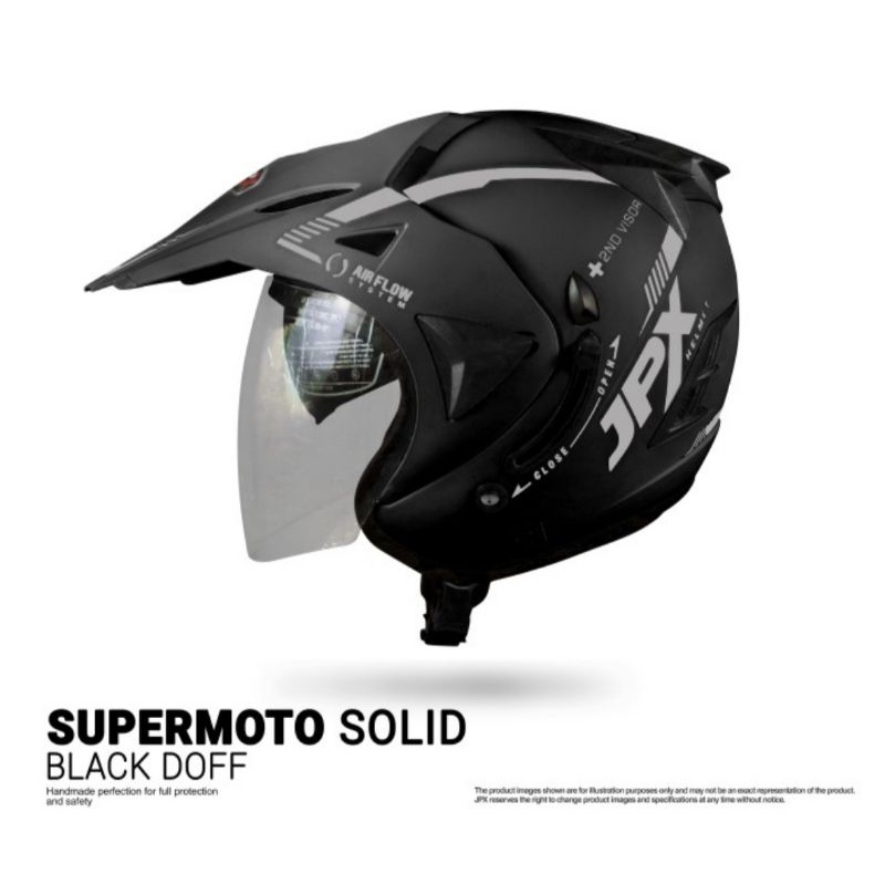 Helm Supermoto Helm semi cross JPX Hitam Doff