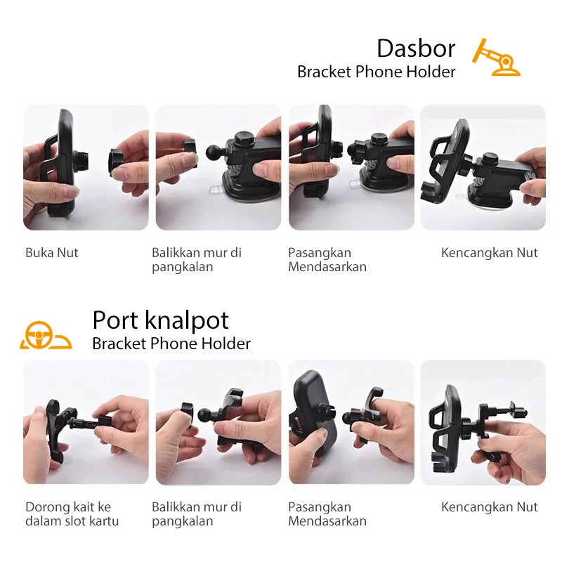 Mobeo Phone Holder Mobil Bracket Stand Suction Cup / Ventilasi AC Mobil