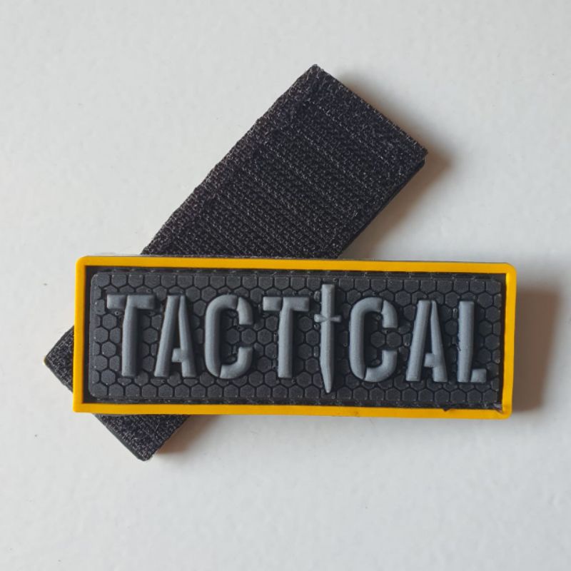 patch rubber logo tactical kecil 6.5 x 2.5 /tempelan emblem karet velcro