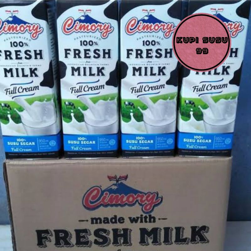 

susu fresh milk cimory 1liter / 950ml full cream plain 4 karton dus