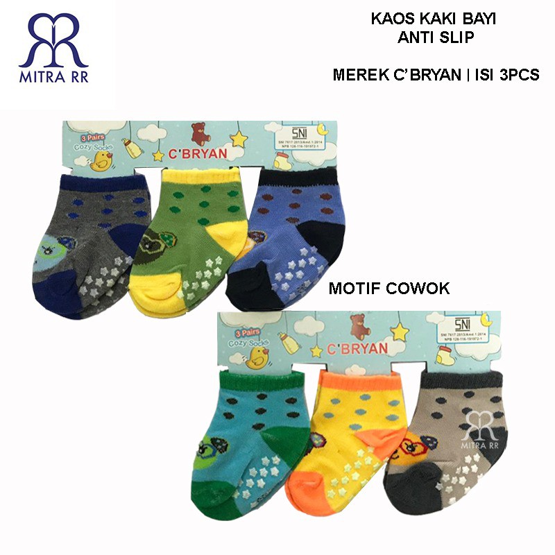 KAOS KAKI 3 IN 1 SNI Anti Slip Karakter Isi 3 pasang / Size 0-12 Bulan