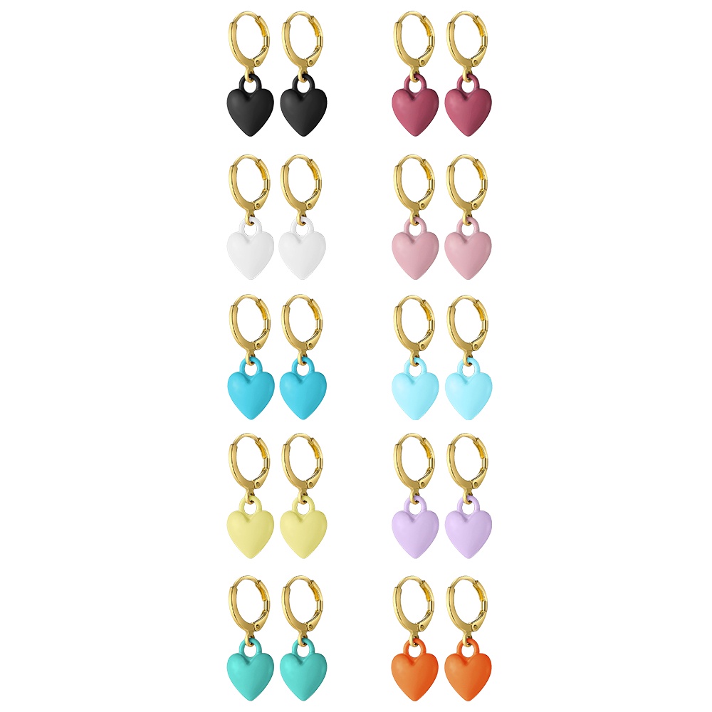 IFYOU Anting Stud Hias Liontin Hati Macaron Warna-Warni Untuk Wanita